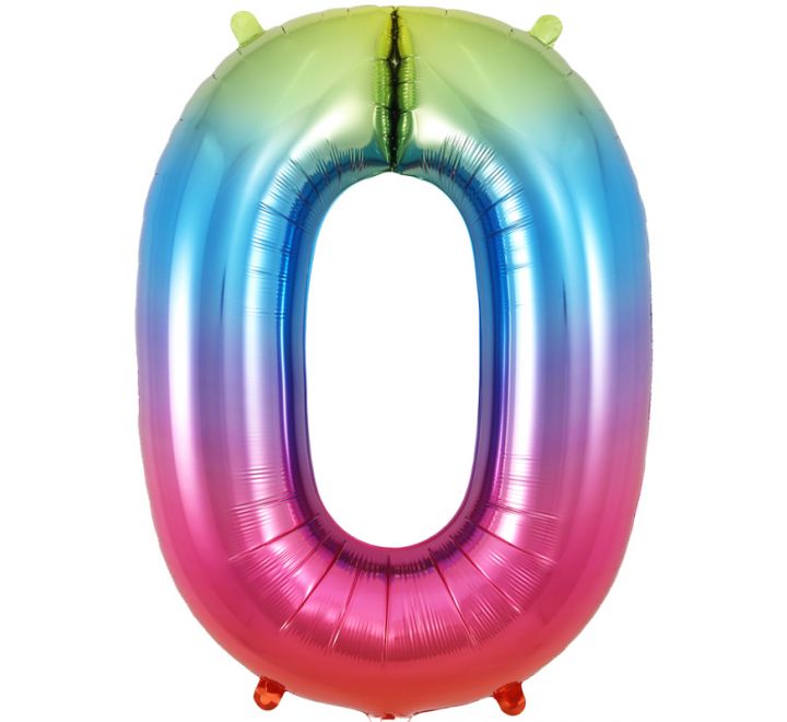 Rainbow Giant Number Helium Balloons 0-9 - Inflated 34in