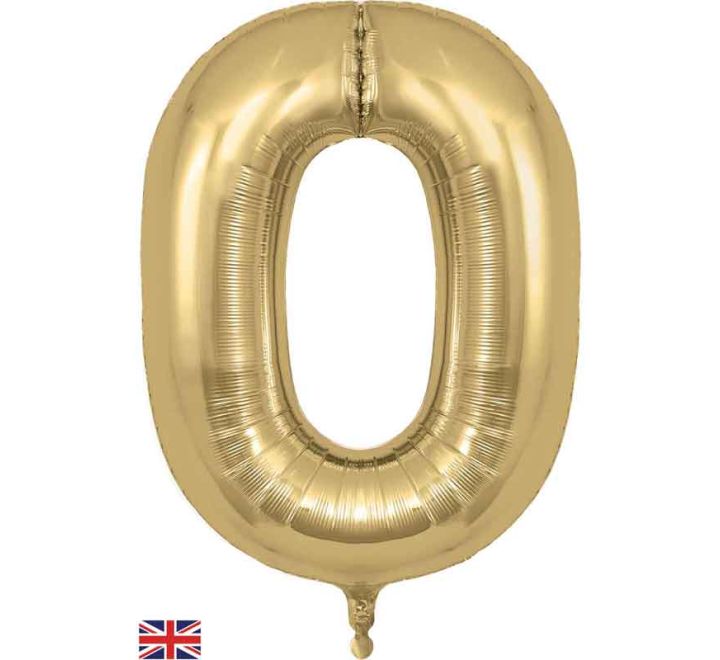 34in Gold Silk Number Helium Balloons 0-9 - Inflated