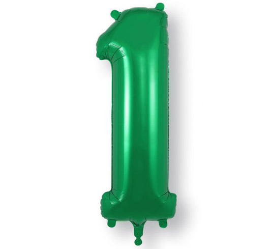 34in Green Number Helium Balloons 0-9 - Inflated