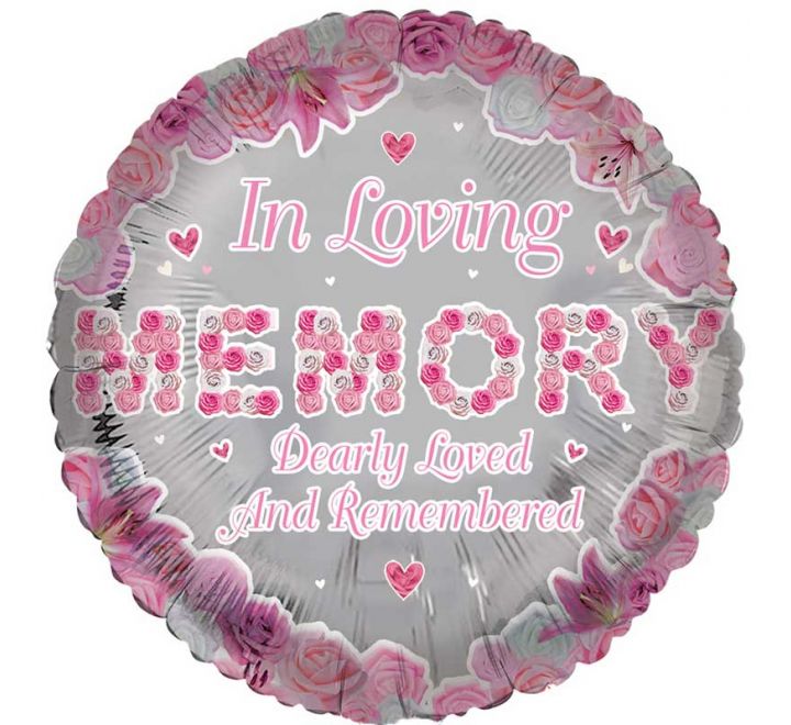 18in IN LOVING MEMORY PINK REMEMBRANCE FOIL BALLOON