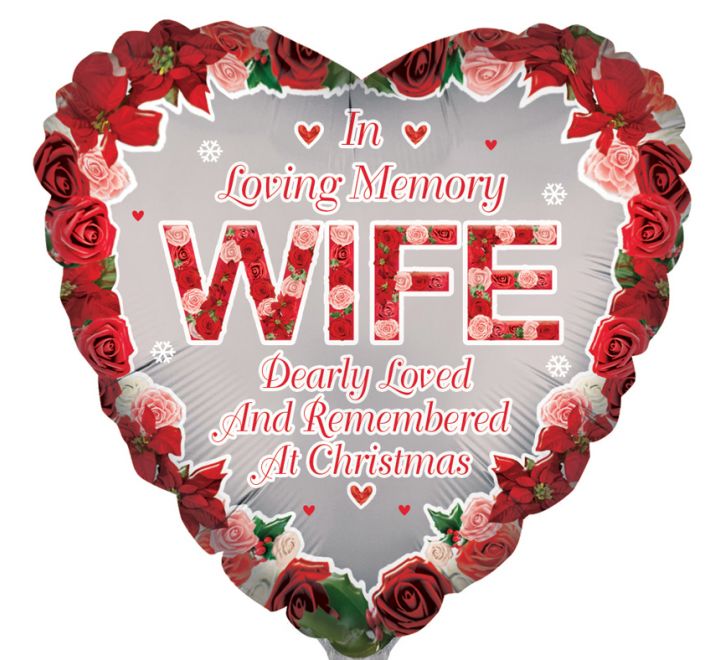 18in WIFE HEART REMEMBRANCE XMAS FOIL BALLOON