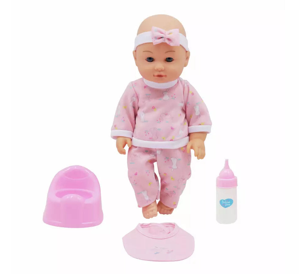 Chad Valley Marnie Baby Doll Drink & Wet Set 30cm
