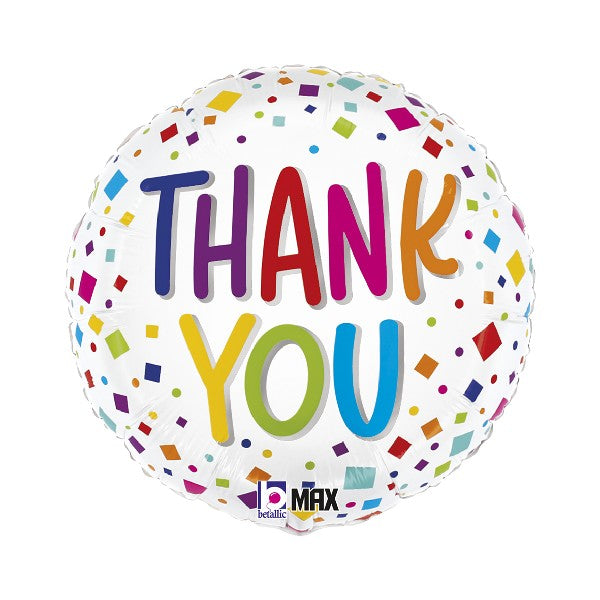18IN THANK YOU COLOURFUL CONFETTI BALLOON 8055513264618