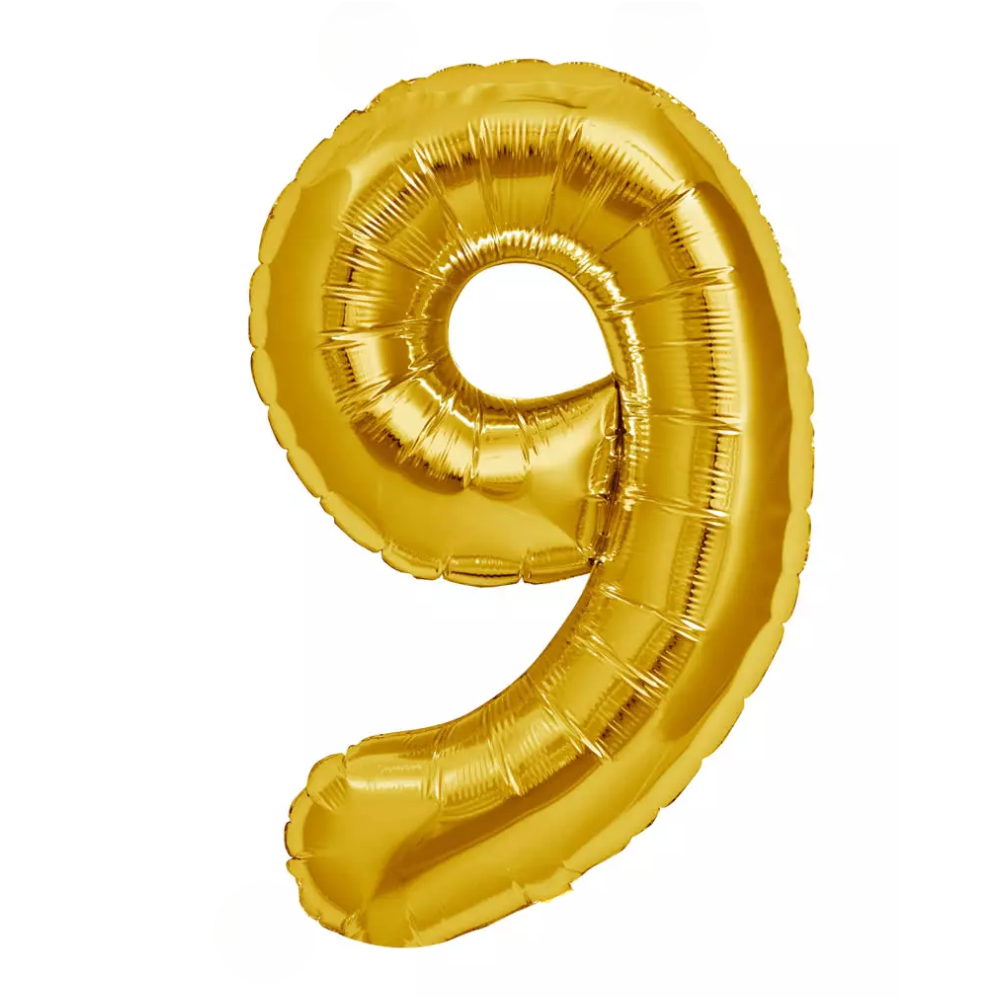 Gold Giant Number Helium Balloons 0-9 - Inflated