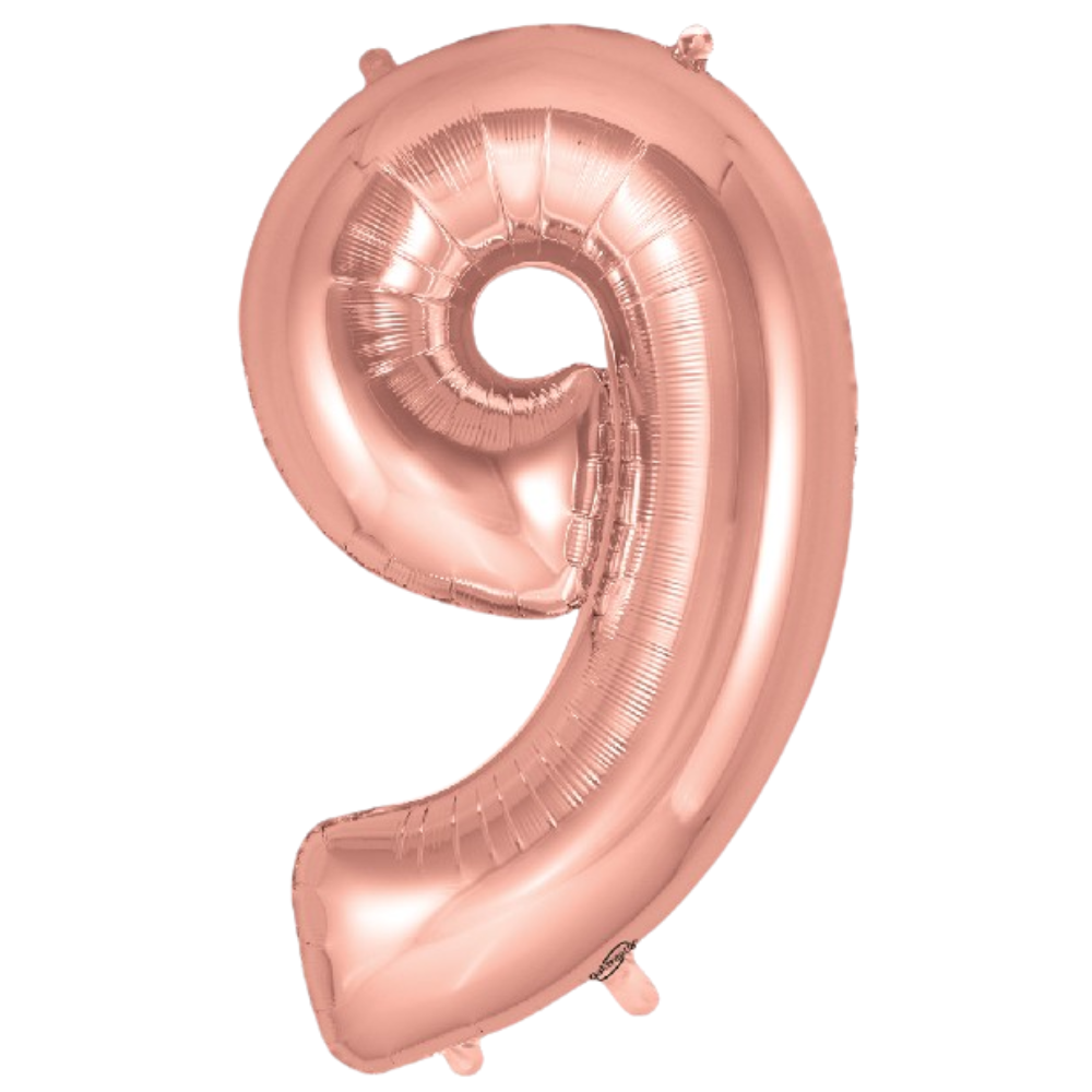 Rose Gold Giant Number Helium Balloons 0-9 - Inflated 34in