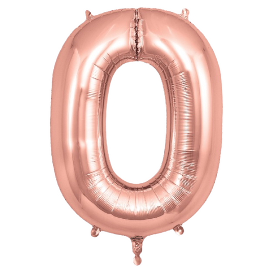 Rose Gold Giant Number Helium Balloons 0-9 - Inflated 34in