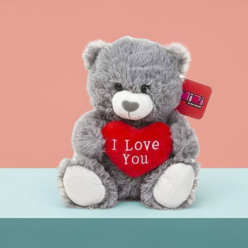 I Love You Heart Bear Grey 25cm
