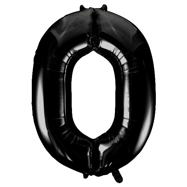 Black Giant Number Helium Balloons 0-9  - Inflated 34in