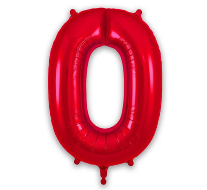 Red Giant Number Helium Balloons 0-9  - Inflated 34in
