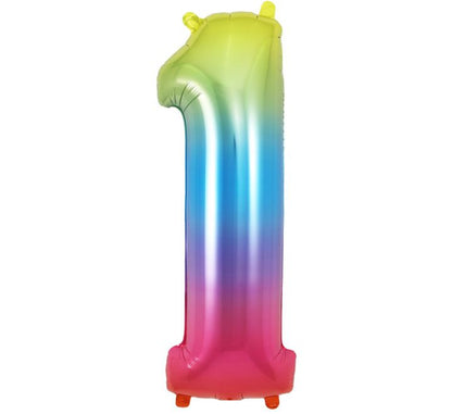 Rainbow Giant Number Helium Balloons 0-9  - Inflated 34in