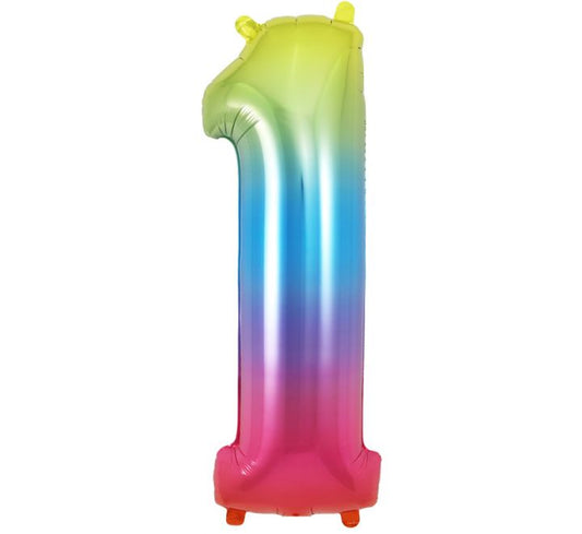 Rainbow Giant Number Helium Balloons 0-9  - Inflated 34in