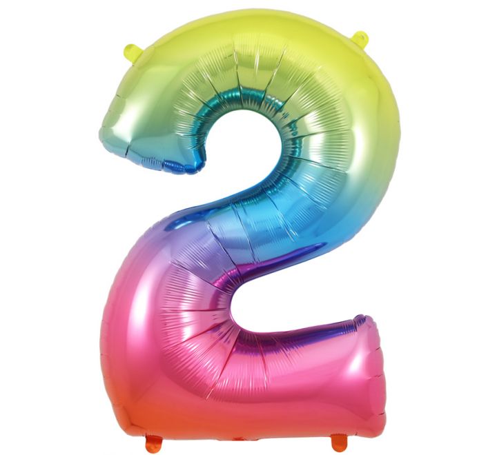 Rainbow Giant Number Helium Balloons 0-9  - Inflated 34in