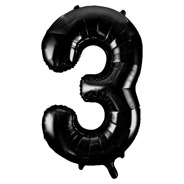 Black Giant Number Helium Balloons 0-9  - Inflated 34in