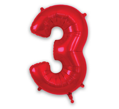 Red Giant Number Helium Balloons 0-9  - Inflated 34in