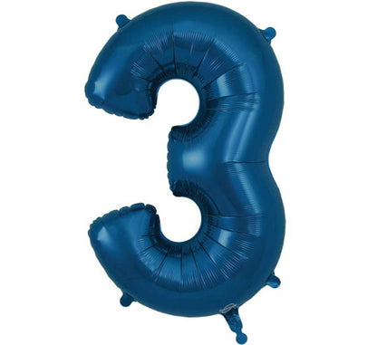 Navy Blue Giant Number Helium Balloons 0-9  - Inflated 34in