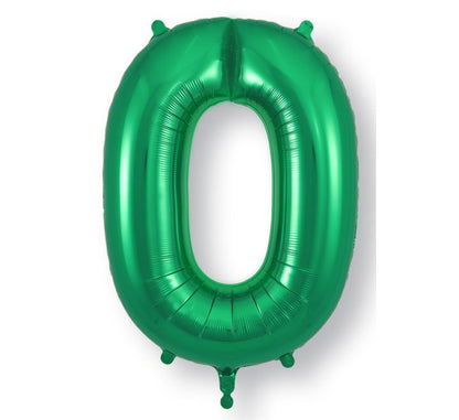 34in Green Number Helium Balloons 0-9  - Inflated