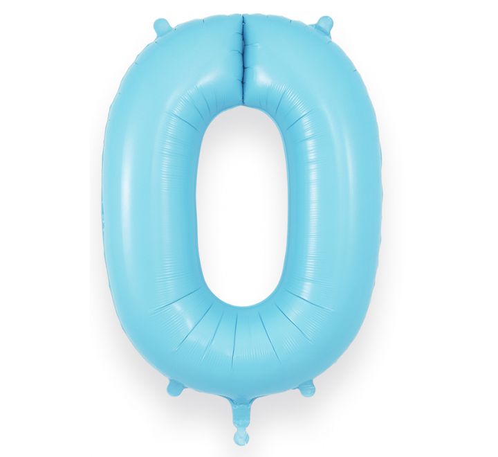 Matte Blue Giant Number Helium Balloons 0-9  - Inflated 34in