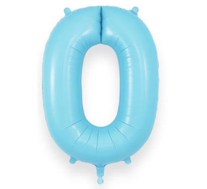 Matte Blue Giant Number Helium Balloons 0-9  - Inflated 34in