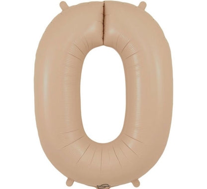 34in Matte Nude Number Helium Balloons 0-9  - Inflated