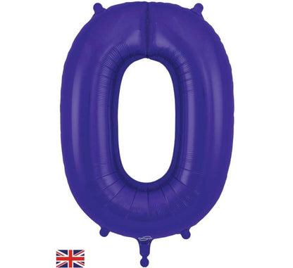 34in Number 0-9 Purple Jumbo Foil Balloon - Inflated