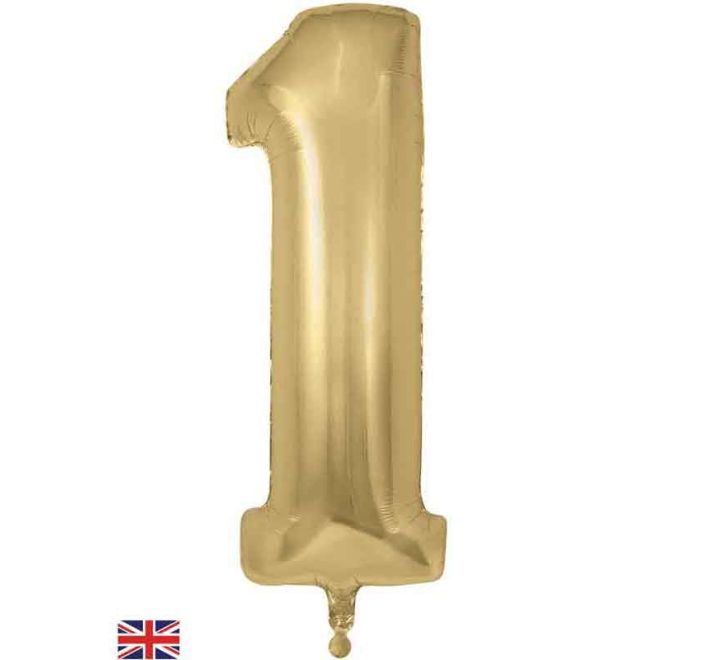 34in Gold Silk Number Helium Balloons 0-9  - Inflated
