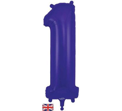 34in Number 0-9 Purple Jumbo Foil Balloon - Inflated