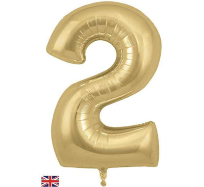 34in Gold Silk Number Helium Balloons 0-9  - Inflated