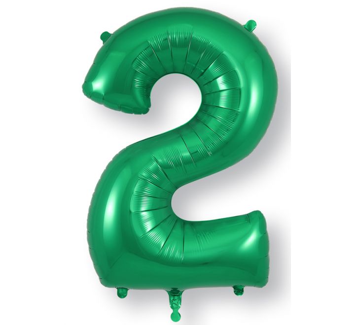 34in Green Number Helium Balloons 0-9  - Inflated