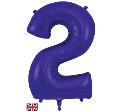 34in Number 0-9 Purple Jumbo Foil Balloon - Inflated