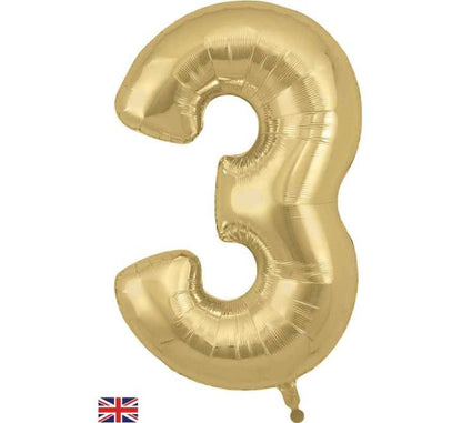 34in Gold Silk Number Helium Balloons 0-9  - Inflated