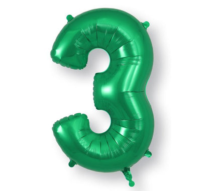 34in Green Number Helium Balloons 0-9  - Inflated