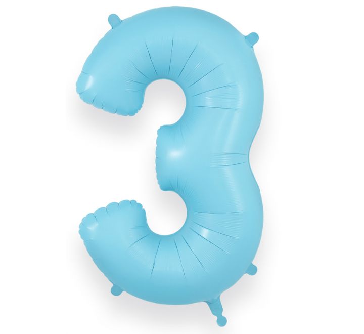 Matte Blue Giant Number Helium Balloons 0-9  - Inflated 34in