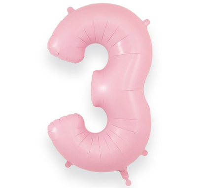 34in Matte Pink Number Helium Balloons 0-9  - Inflated