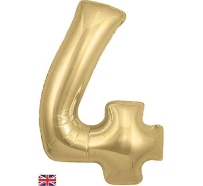 34in Gold Silk Number Helium Balloons 0-9  - Inflated
