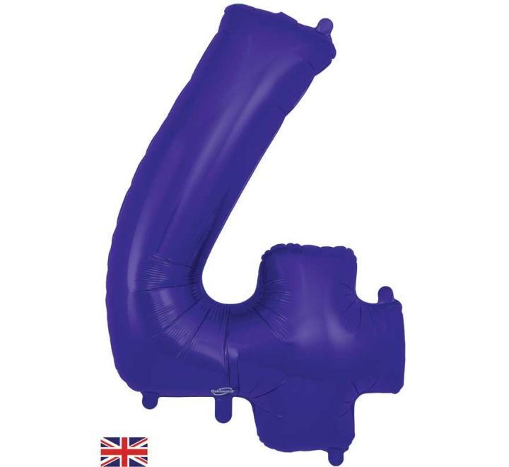 34in Number 0-9 Purple Jumbo Foil Balloon - Inflated