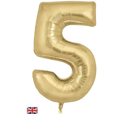 34in Gold Silk Number Helium Balloons 0-9  - Inflated