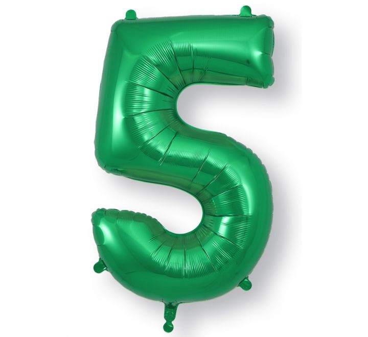34in Green Number Helium Balloons 0-9  - Inflated