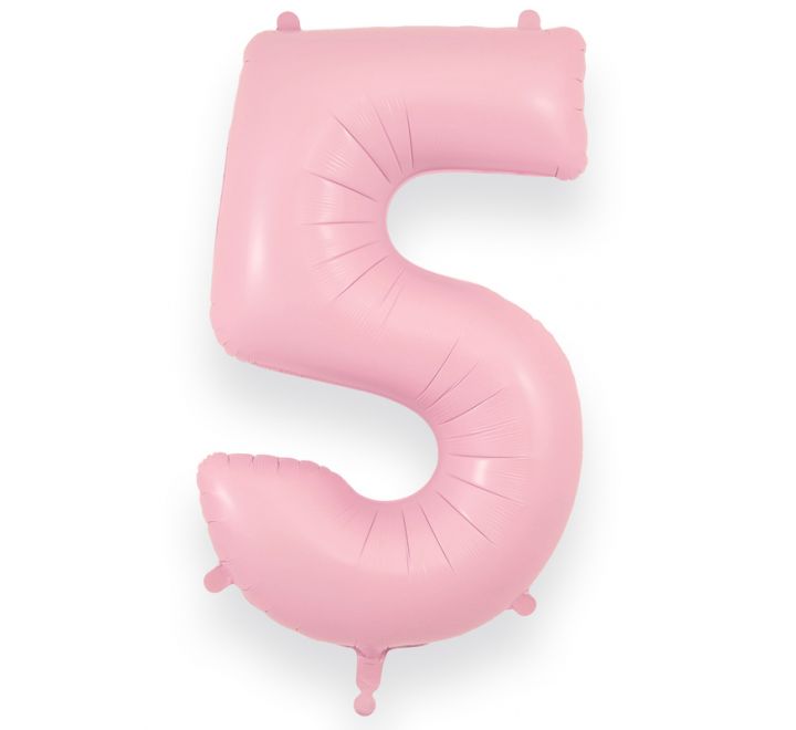 34in Matte Pink Number Helium Balloons 0-9  - Inflated