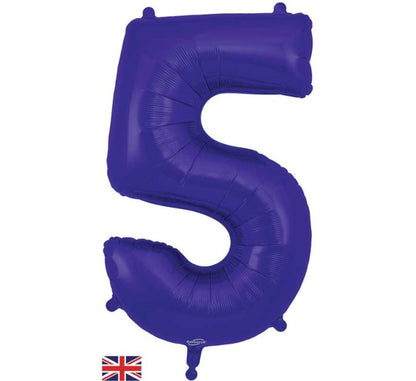 34in Number 0-9 Purple Jumbo Foil Balloon - Inflated