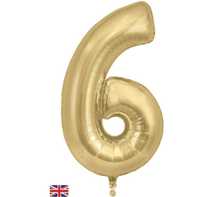 34in Gold Silk Number Helium Balloons 0-9  - Inflated