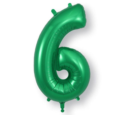 34in Green Number Helium Balloons 0-9  - Inflated