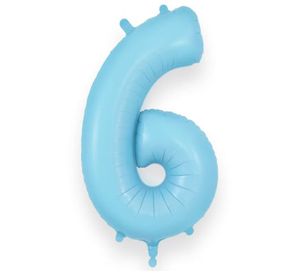 Matte Blue Giant Number Helium Balloons 0-9  - Inflated 34in