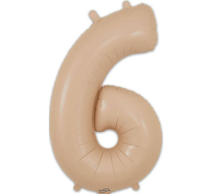 34in Matte Nude Number Helium Balloons 0-9  - Inflated