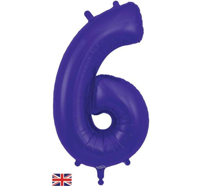 34in Number 0-9 Purple Jumbo Foil Balloon - Inflated
