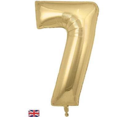 34in Gold Silk Number Helium Balloons 0-9  - Inflated