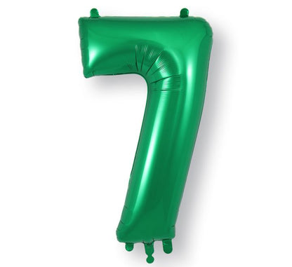 34in Green Number Helium Balloons 0-9  - Inflated