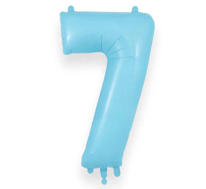 Matte Blue Giant Number Helium Balloons 0-9  - Inflated 34in