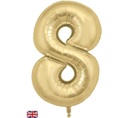 34in Gold Silk Number Helium Balloons 0-9  - Inflated