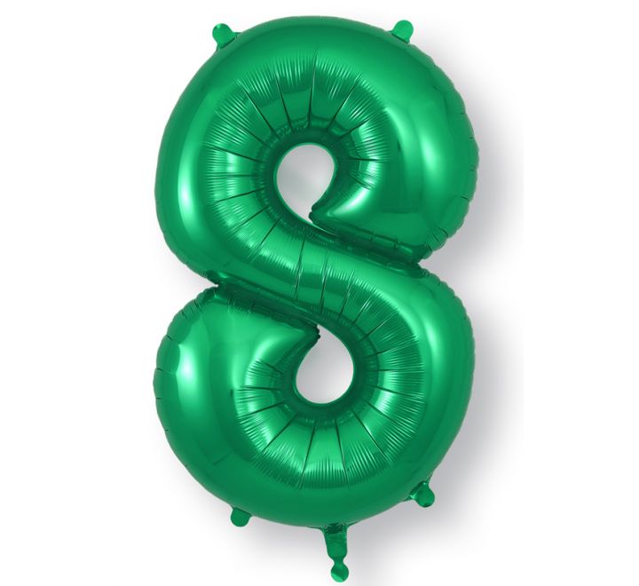 34in Green Number Helium Balloons 0-9  - Inflated