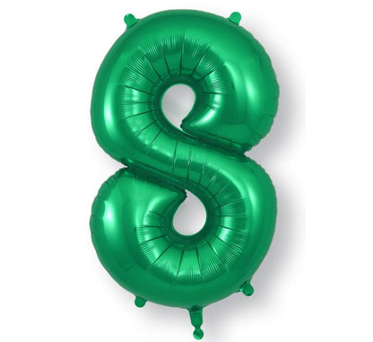 34in Green Number Helium Balloons 0-9  - Inflated
